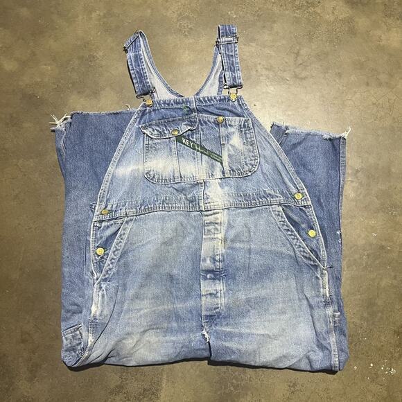 Vintage 60s Key Imperial Blue Denim Workwear Overalls 40x26 - Picture 1 of 6